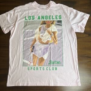 BARBIE HYBRID APPAREL Los Angeles Graphic Barbie T Shirt Pink Size Large Tennis